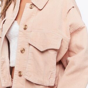 Blush Pink corduroy button jacket with pocket